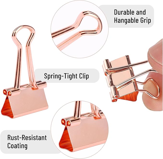 Mr. Pen- Small Binder Clips, Small Size | Rose Gold Metal Binder Paper Clips - Image 4