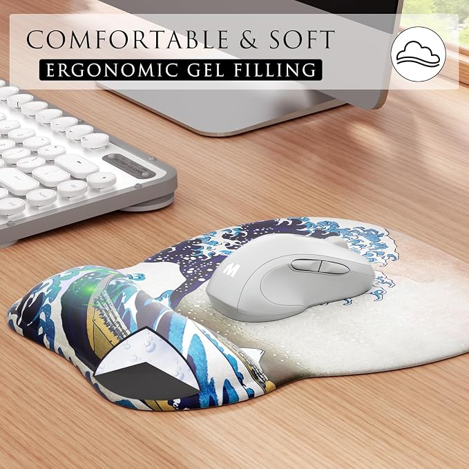 MROCO Ergonomic Mouse Pad with Gel Wrist Rest, 9.4 x 8.1 in, Great Wave | - Image 3