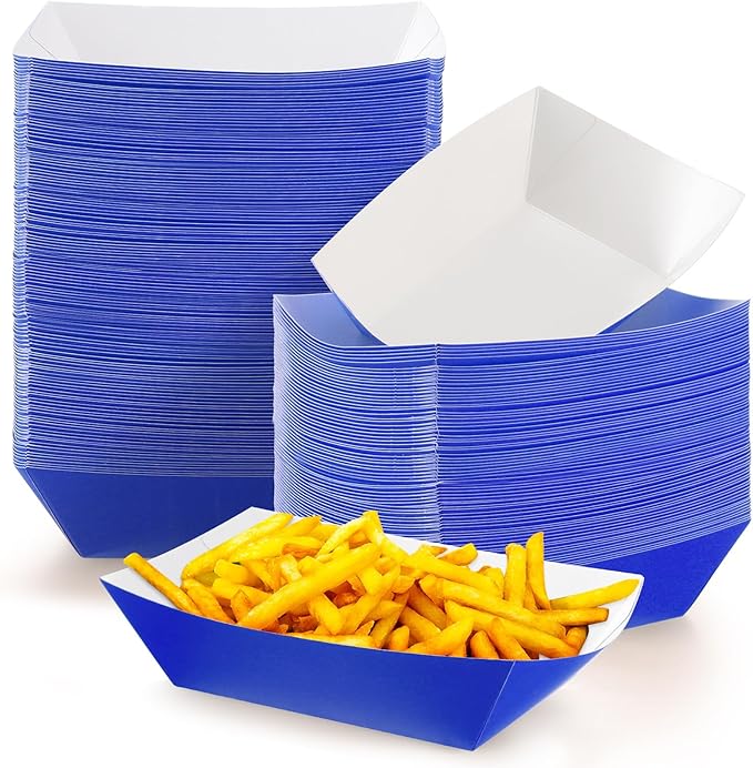 Yinkin 100 Pcs 2lb Paper Food Trays Boat 2lb Disposable Nacho Trays Kraft Paper by Yinkin
