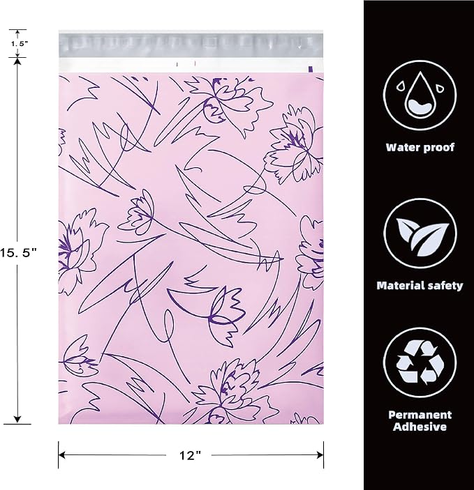 POLYSELLS 50pcs 12x15.5 Inches Poly Mailers Waterproof & Tear Resistant Mailing - Image 2
