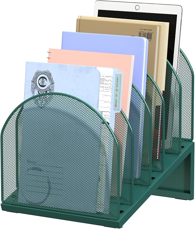 5-Section Desk File Organizer, Metal Mesh Folder Organizer by OUTIOE
