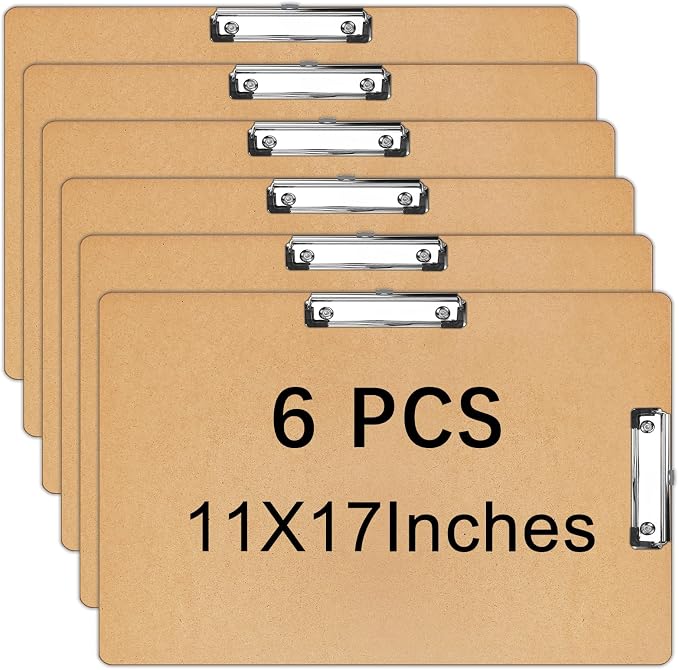 6 PCS Extra Large 11x17 Clipboard, Wood Cleats by SENJUNSAFE