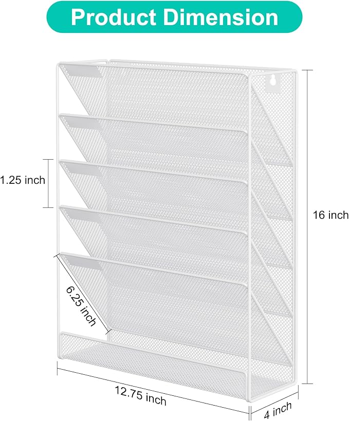 EasyPAG 5 Tier Wall File Holder, Mesh Hanging Folder Organizer - Image 7