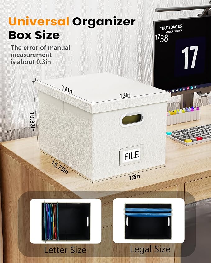 Oterri 2 Pack File Storage Organizer Box, Filing Box, Portable File Box - Image 3