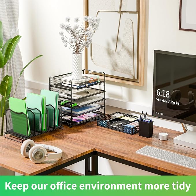 Simple Trending 5 Tier Mesh Desk File Organizer, Paper Letter Tray File Holder - Image 4