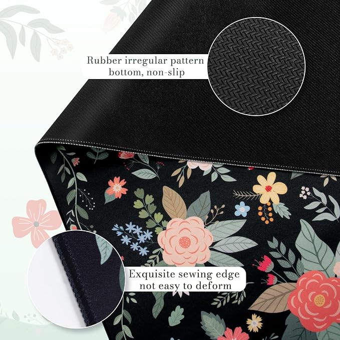 iCasso Floral Desk Mat for Keyboard and Mouse, Cute Gaming Mouse Pad XXL - Image 5