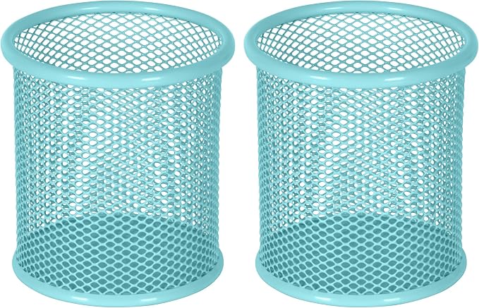 EasyPAG Pencil Holder for Desk, 2 Pack Metal Pen Organizer, Mesh Pencil Cup by EasyPAG