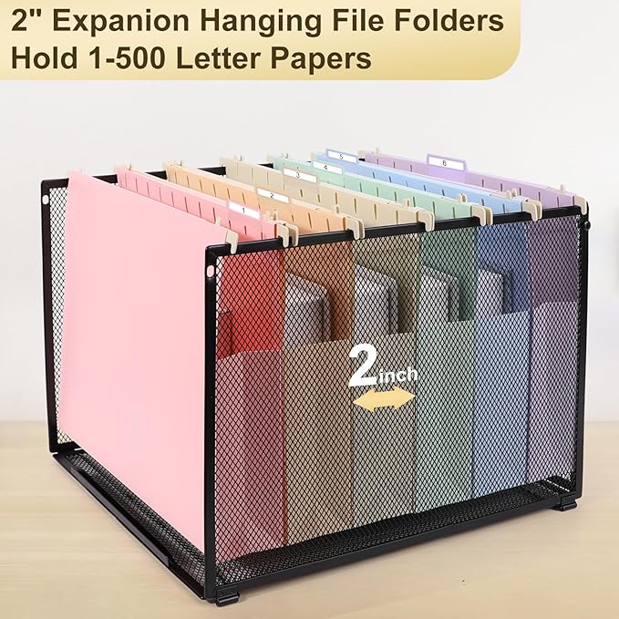Extra Capacity Plastic Hanging File Folders Letter Size, 12 Pack 2 Inch - Image 3