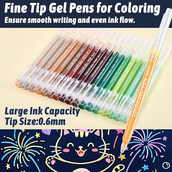 Gel Pens Set for Coloring, 72 Colors Gel Pens Markers for Adult Coloring Books - Image 3