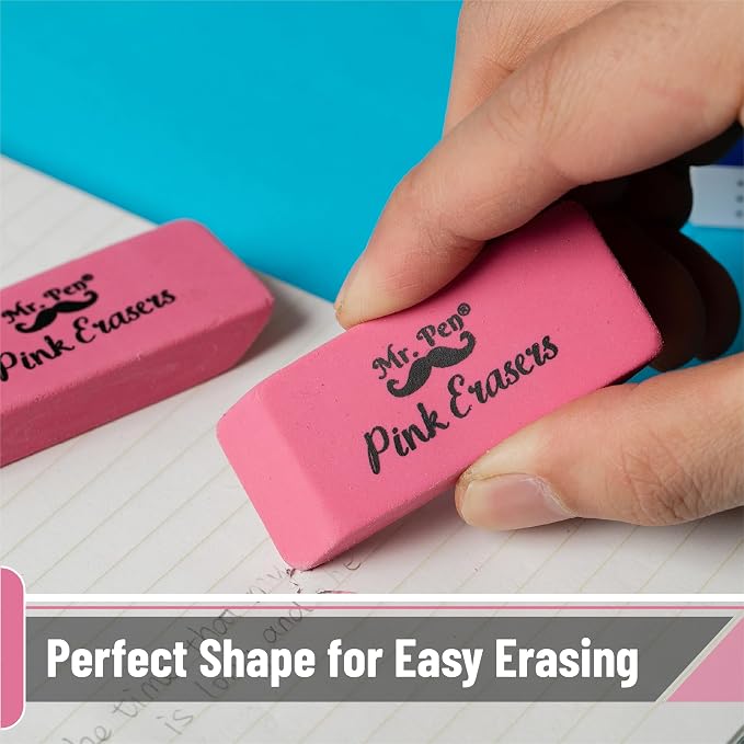 Mr. Pen- Pink Pencil Eraser Bulk, 36 Pack | Large Latex Free Block Erasers - Image 6