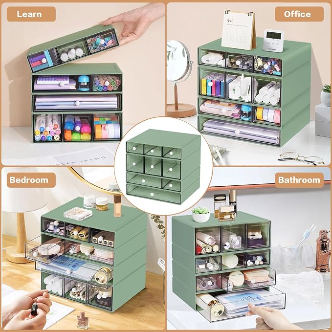 Desk Storage Organizer with 9 Drawers, 4 Tiers Stackable Desktop Craft Storage - Image 7