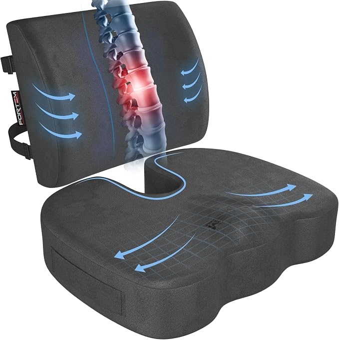 FORTEM Seat Cushion, Office Chair Cushion, Lumbar Support Pillow by FORTEM