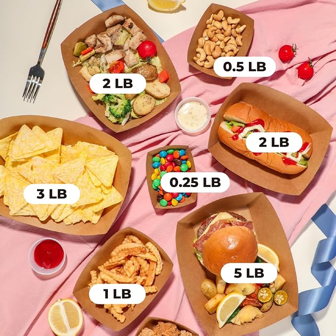 Fit Meal Prep [250 Pack 0.5 lb Paper Food Boats Heavy Duty Disposable Food Trays - Image 7