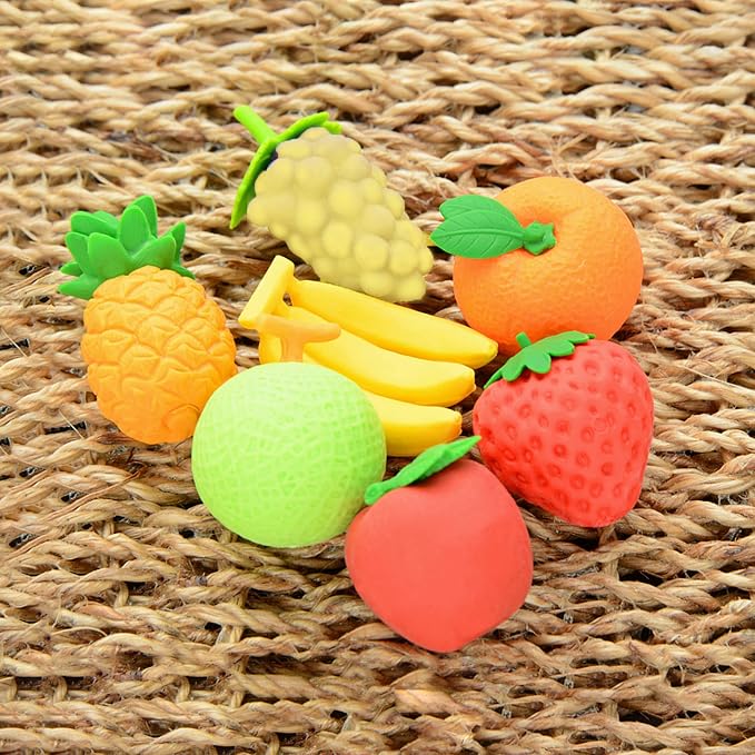 Cllayees 72 Pcs Assorted Fruit Pencil Erasers Toy Set, Mini Vegetable Puzzle - Image 4