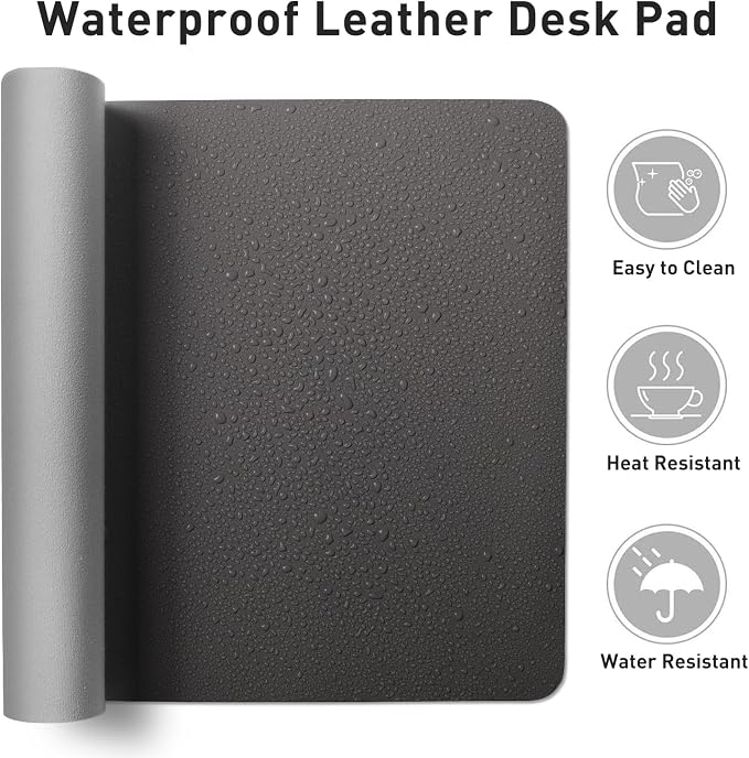 Leather Desk Pad Protector, Mouse Pad, Office Desk Mat, Non-Slip PU Leather - Image 6
