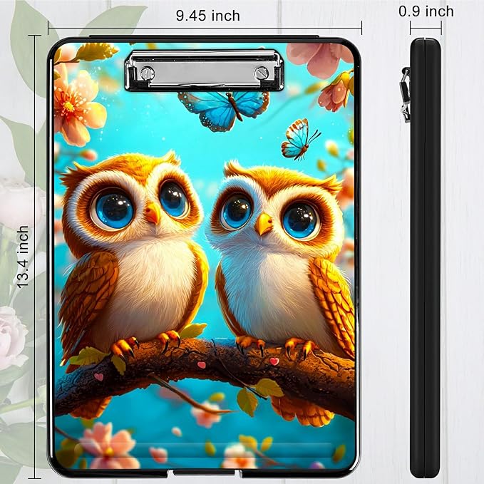 Owl Blue A4 Clipboard with Storage Pen Holder, Clipboards Organizer Nursing - Image 4