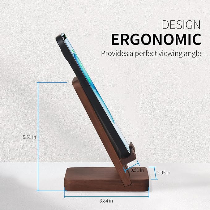 Wood Phone Stand, Desktop Wooden Phone Holder, Portable Office Phone Stand - Image 5