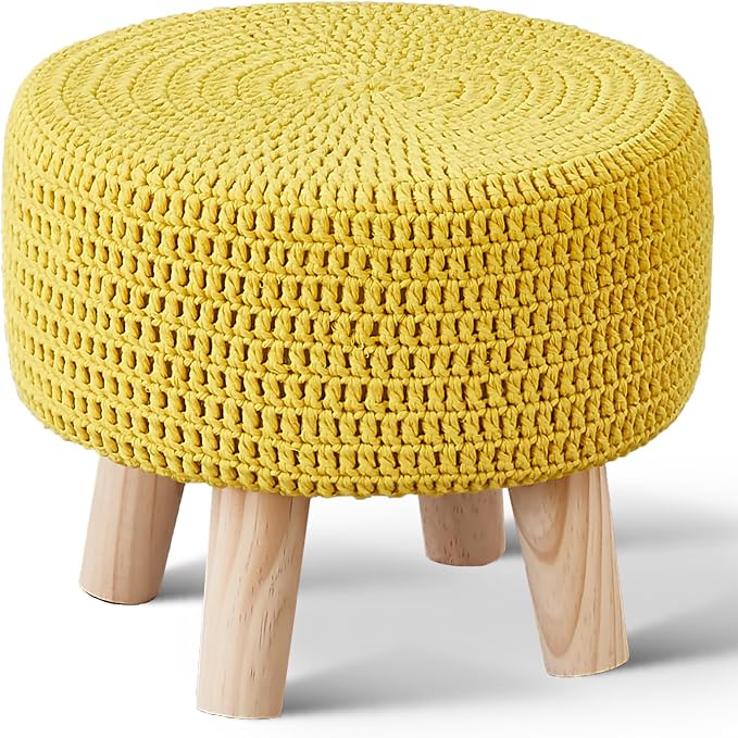 Wimarsbon Small Ottomans, 100% Hand Knitted Pouf, Round Footrest by Wimarsbon