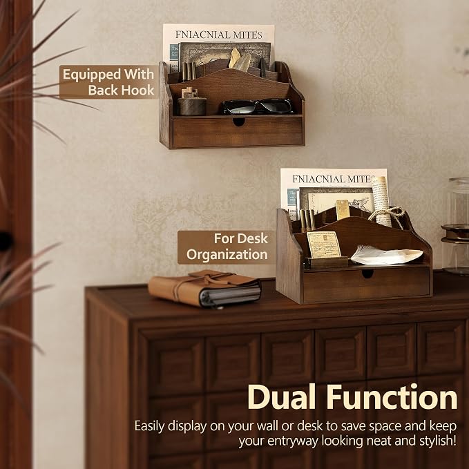 Pine Wood Mail Organizer for Desk - Image 4