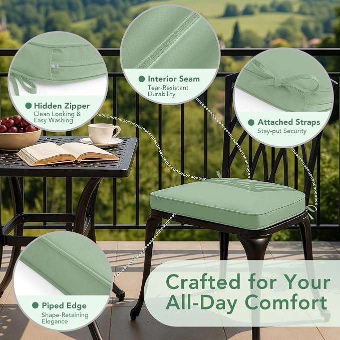 Outdoor Chair Cushions Set of 2: Waterproof & Fade Resistant Patio Furniture - Image 4