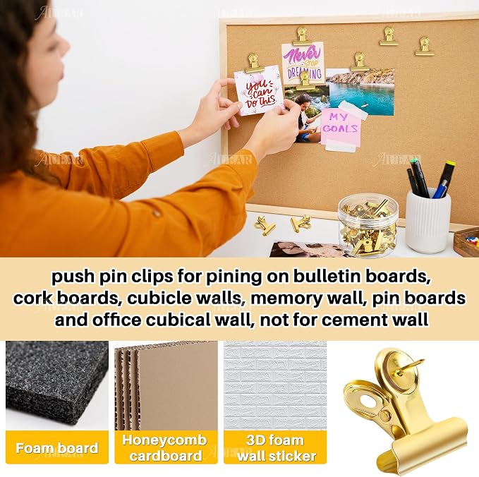 AUEAR, 30 Pack Metal Push Pin Clips Bulldog Heavy Duty Thumb Tacks - Image 3