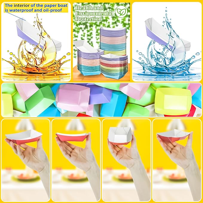 200 Pack Colorful 1/4Lb Paper Food Boat Trays Disposable Small Paper Boats - Image 5