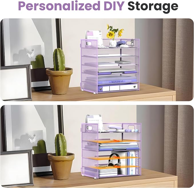 Daltack 6 Tier Paper Organizer for Desk, Paper Letter Tray Organizer for Desks - Image 2