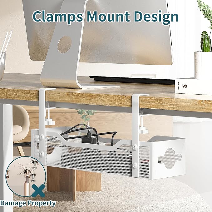 Under Desk Cable Management Tray White, Litwaro Cable Management Under Desk No - Image 3