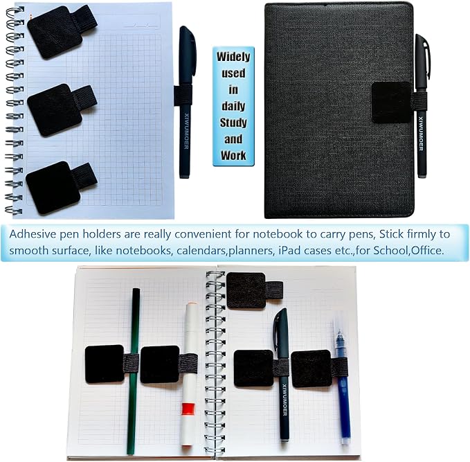 16PCS Notebook Pen Loop Holder, Self Adhesive Leather Pen Holder - Image 6