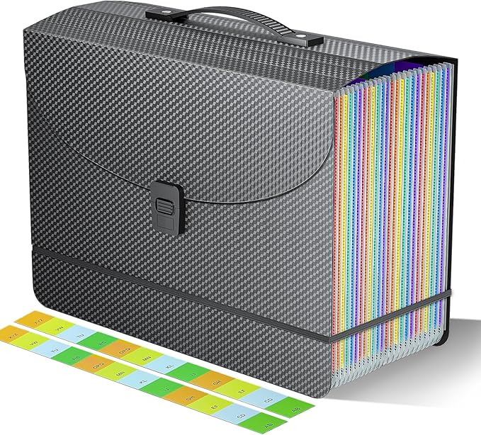 Expanding File Folders, Accordion File Organizer, 25 Pockets Expandable File by Fun+storage