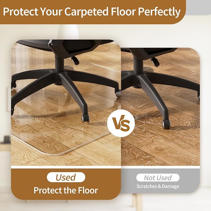 Office Chair Mat for Hard Floors 36 x 48 Inch, Transparent Under Desk Mat for - Image 3