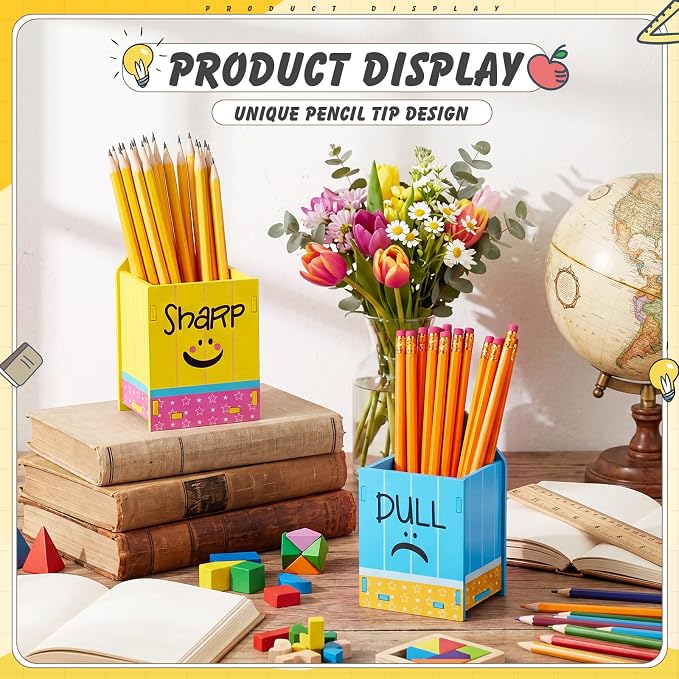 DoubleFill 2 Pcs Pencil Shaped Holder Sharp Dull Holder Wooden Dispenser Pencil - Image 4