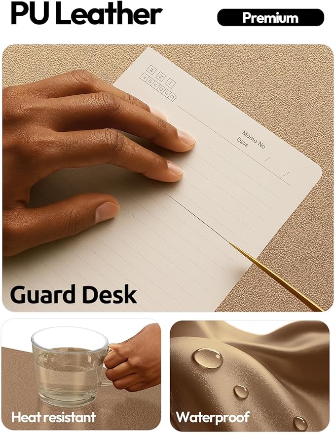 YSAGi Leather Desk Pad Protector, Office Desk Mat, Large Mouse Pad, Non-Slip PU - Image 4