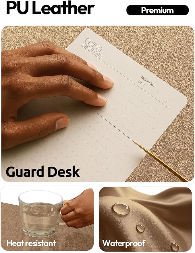 YSAGi Leather Desk Pad Protector, Office Desk Mat, Large Mouse Pad, Non-Slip PU - Image 3