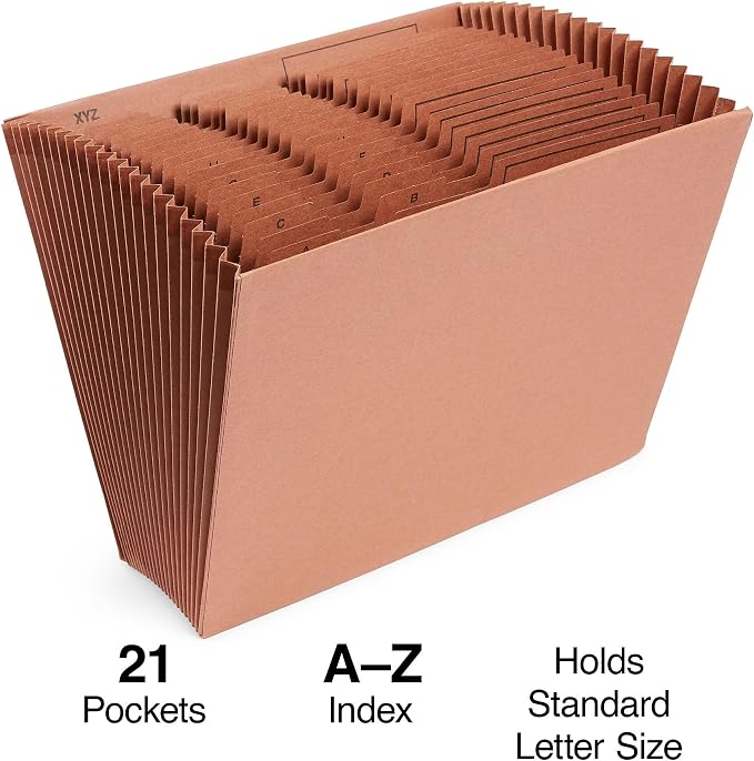 Staples Letha‑Tone Reinforced Accordion File, Alphabetical Index A–Z, 21‑Pocket - Image 4