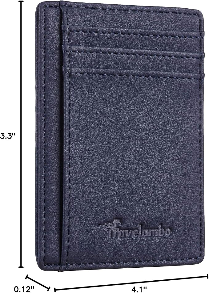 Travelambo Front Pocket Minimalist Leather Slim Wallet RFID Blocking Medium Size - Image 9