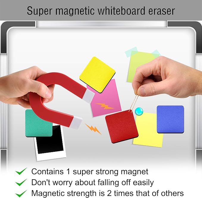 Mini Dry Erase Erasers, IHPUKIDI 48 Pack Magnetic Whiteboard Dry Erasers - Image 5