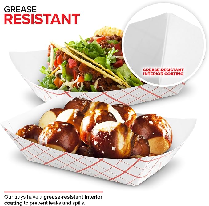 Small Paper Food Boats – 1 lb Disposable Red & White Checkered Paper Trays - Image 5