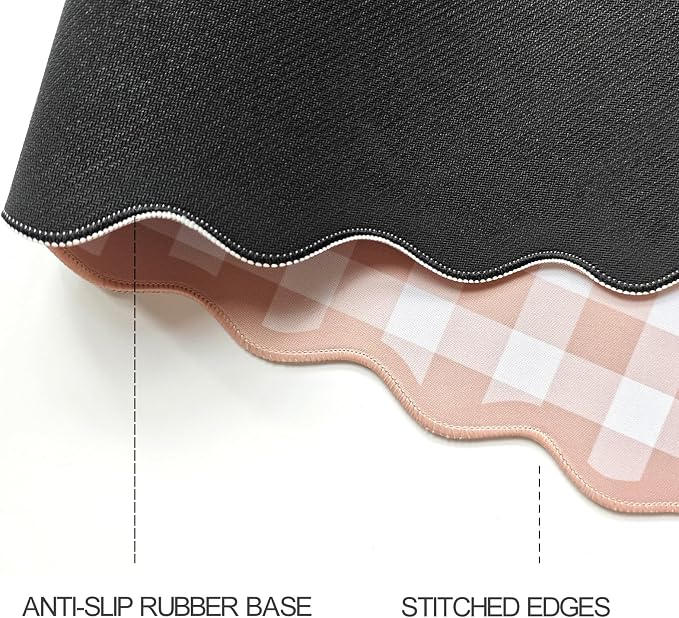 Scalloped‌ Checkered Desk Mat Cute Light Brown Gingham XXL Large Gaming Mouse - Image 5