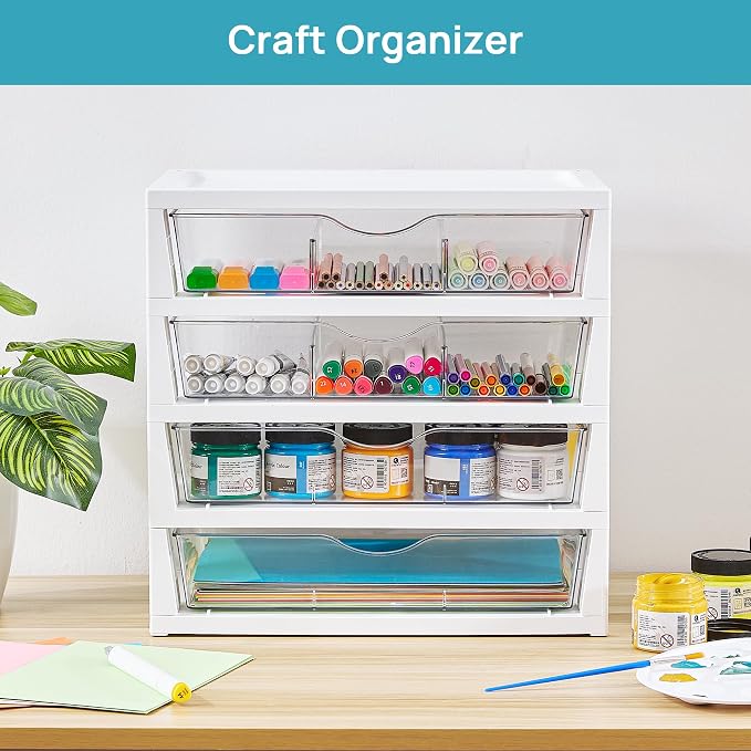 Vtopmart Clear Plastic Desk Organizer, 4-Tier Assemble Desktop File Organizer - Image 7
