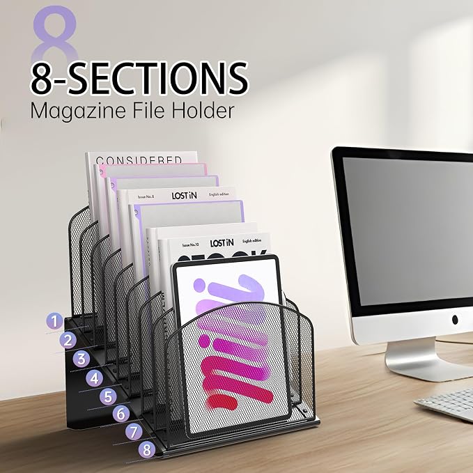 Inclined Desk File Organizer Metal Desk Magazine Folder Holder - Image 3