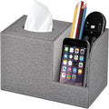 Square Tissue Box Cover Organizer, PU Leather Cube Tissue Box Holder by XNONE