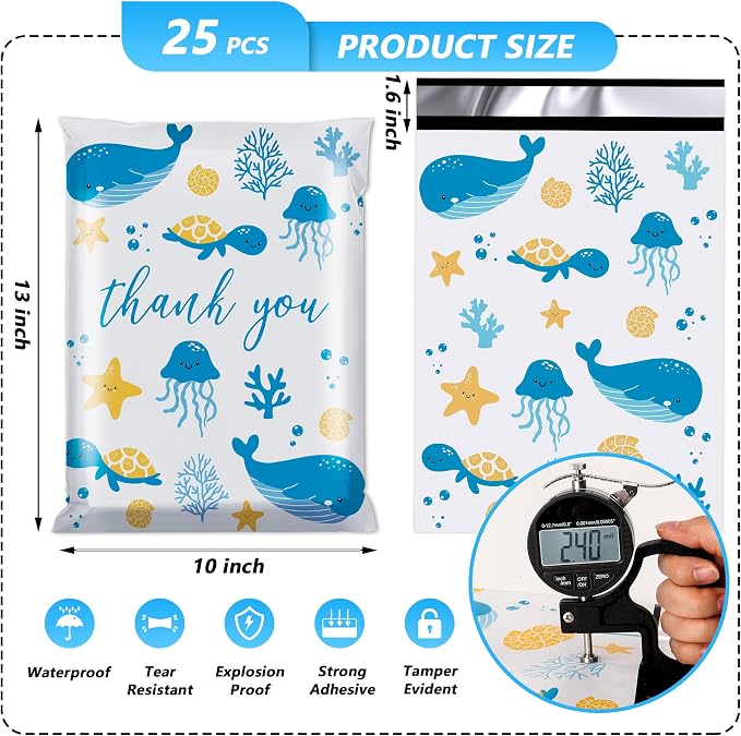 Thank You Poly Mailer 10x13 Inch 25 Pcs, Waterproof and Tear-Resistant Shipping - Image 2