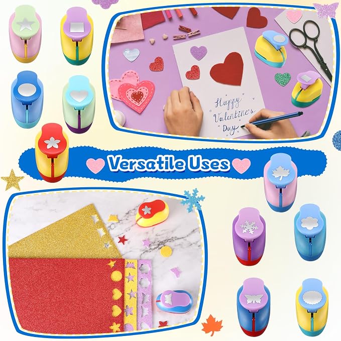 Harloon 10 Pcs Craft Hole Punch Shapes 1 Inch Paper Punch Hole Mix Shapes - Image 5