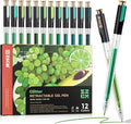 Retractable Glitter Gel Pens, 12 Colors Large Capacity Green Glitter Metallic by ZSCM