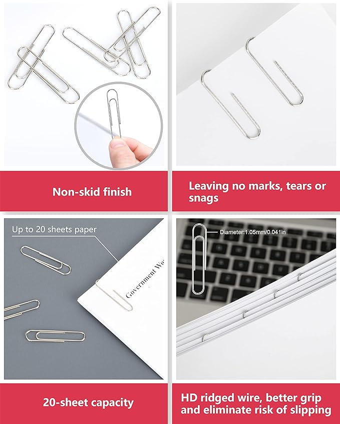 PAPERPAL Jumbo Non-Skid Paper Clips, 2 Inch, school and personal use, - Image 4