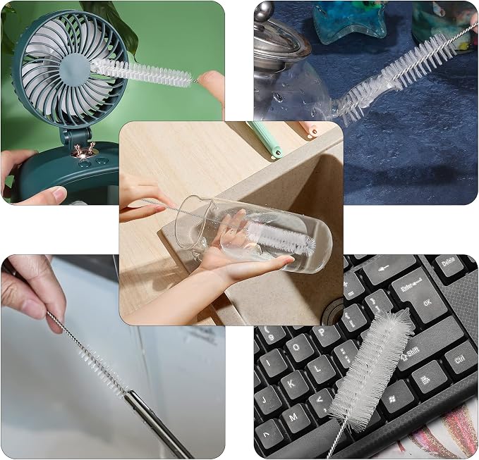 CiaraQ Bottle Cleaning Brushes, 9.8 Inch Nylon Tube Brush Set | White Cleaner - Image 6