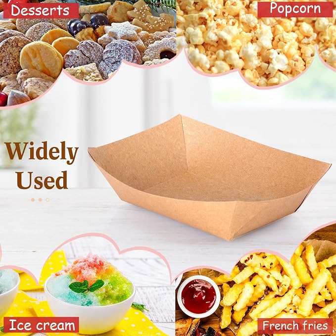 Sherr 200 Pcs 5 lb Kraft Paper Food Trays Boats Bulk, Disposable Nacho Kraft - Image 5