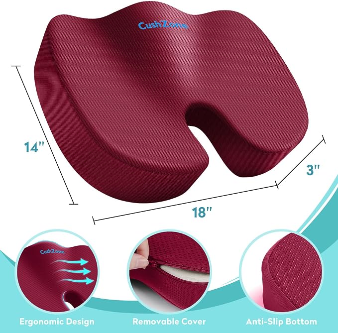 Office Chair Seat Cushion, Cooling Gel Enhanced Memory Foam Cushion - Image 3