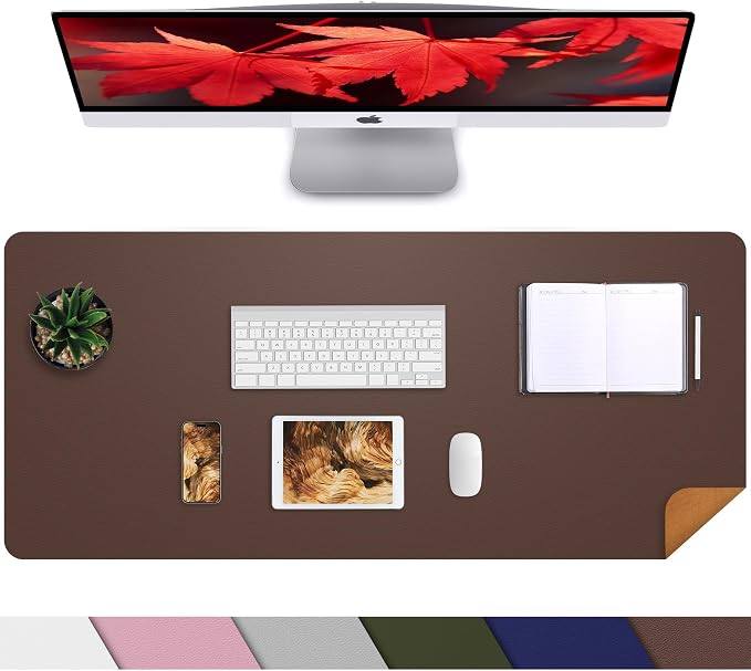 AFIING Leather Desk pad Protector, 35.4" x 17", Desk mat | Dual-Sided Cork & PU by AFIING